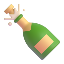 Bottle with popping cork